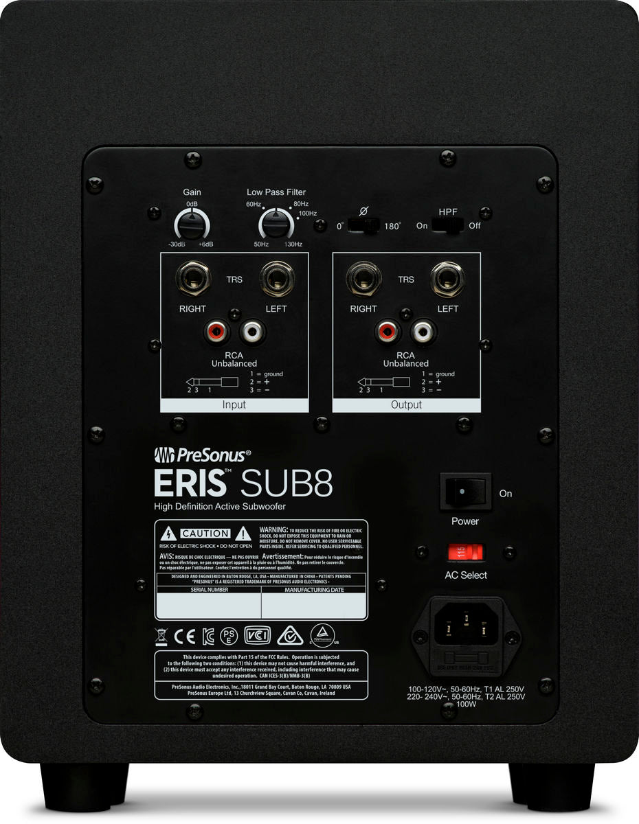 PreSonus Eris Sub8 Compact Powered Studio Subwoofer